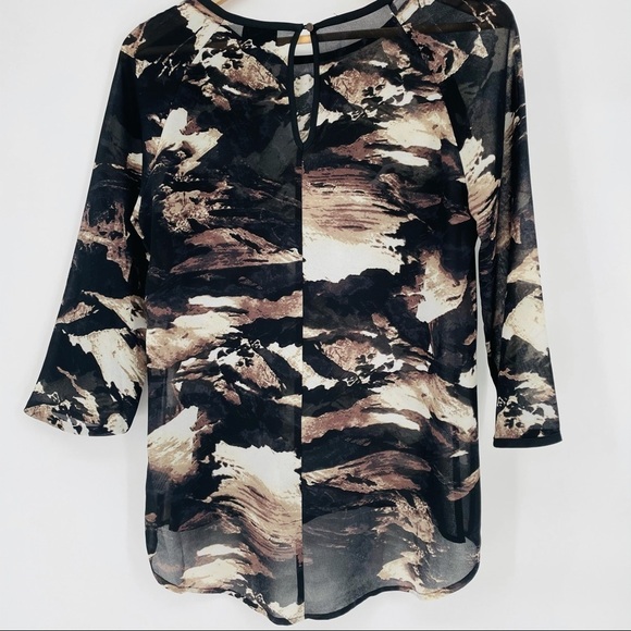 Mossimo Black abstract art-to-wear office corpcore long sleeve tunic shirt - Picture 6 of 9